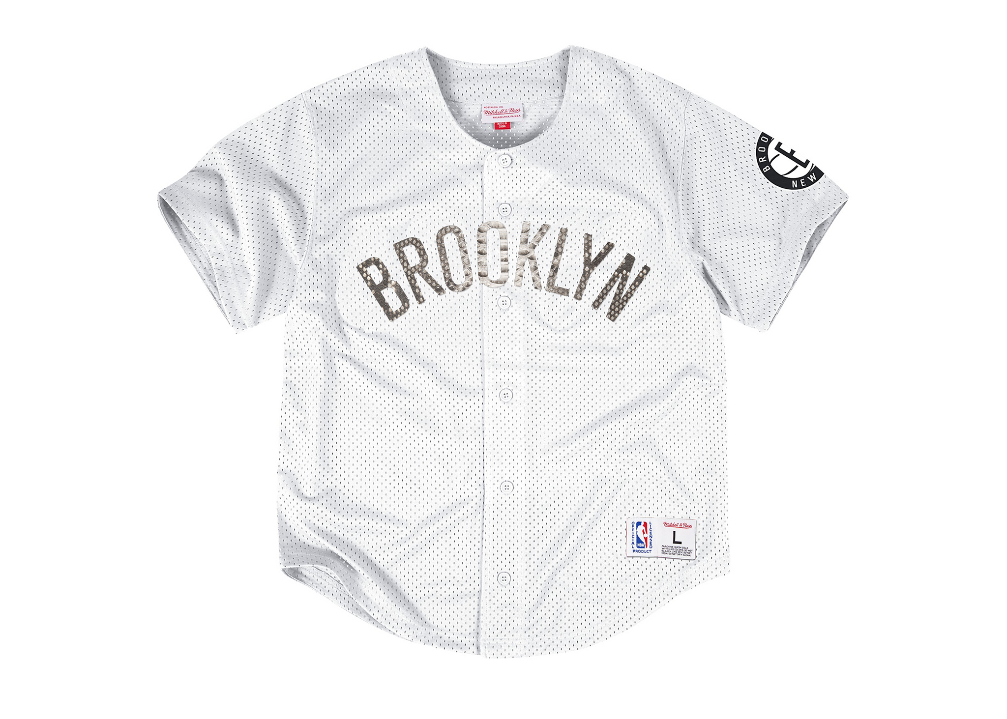 Mitchell & Ness Mesh Button Front Brooklyn Nets Python Jersey Shirt