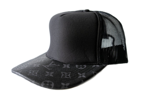 Custom All Black Louis Vuitton Trucker Hat Strapback