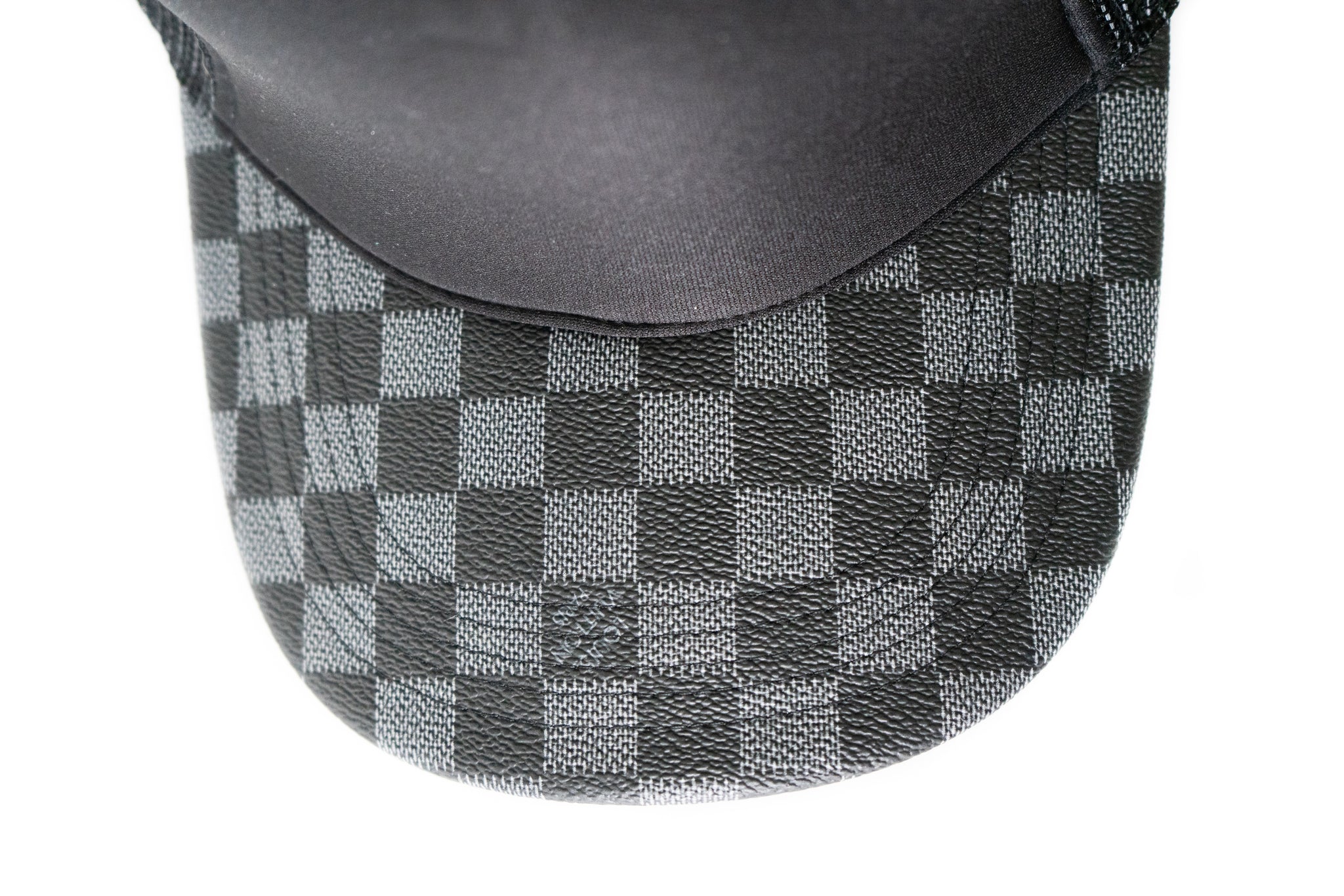 Custom All Black Checkered Louis Vuitton Trucker Hat Strapback