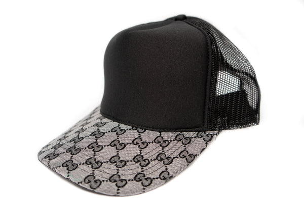Custom Black Canvas Gucci Trucker Hat Strapback