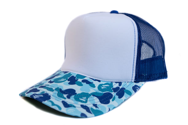 Custom Blue Bape Trucker Hat Strapback
