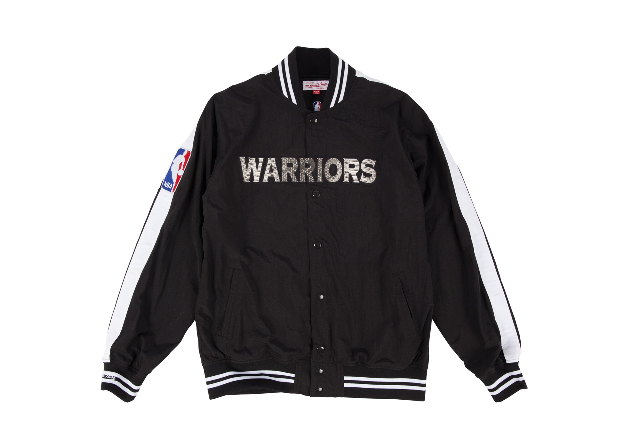 Mitchell & Ness Golden State Warriors "Nothing But Net" Python Warm Up Jacket (Black)