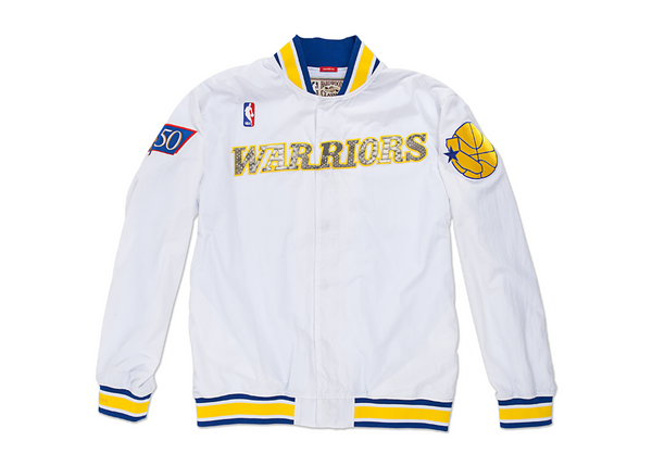 Mitchell & Ness Golden State Warriors "Nothing But Net" Python Warm Up Jacket (White)